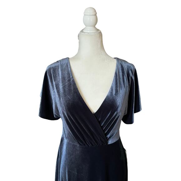 Jenny Yoo Ellis Velvet Maxi Dress Blue 10 NWT - Picture 3 of 10